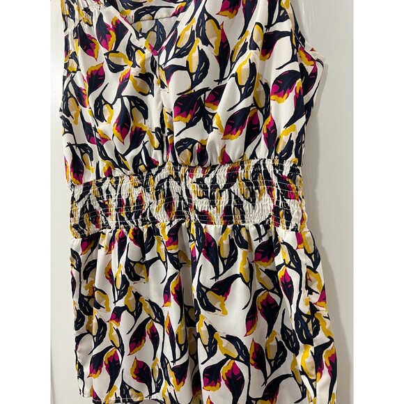 Banana Republic Petite Smocked Waist Floral Sleeveless Blouse Top Women's PS - Picture 3 of 10